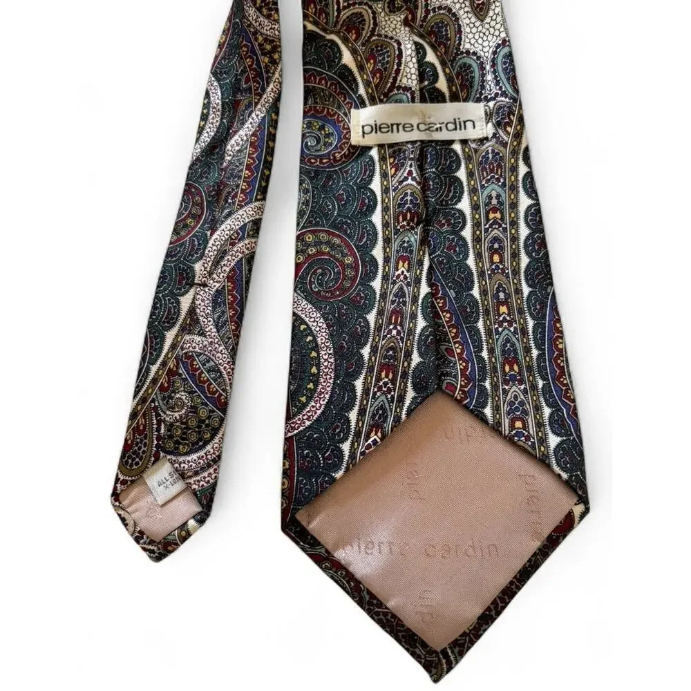Pierre Cardin Men's Paisley Silk Tie X-long 62” x 4” Made In USA Vintage